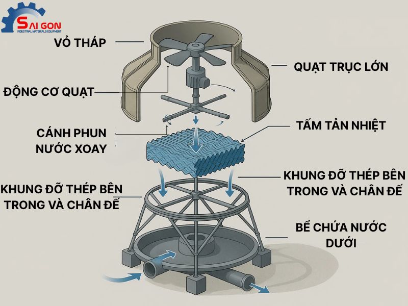 Linh kiện tháp giải nhiệt bao gồm những gì?