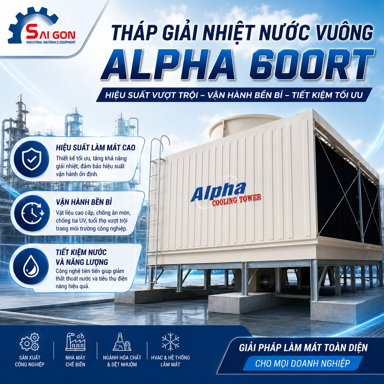 tháp giải nhiệt alpha vuông 600Rt thiết bị công nghiệp sài gòn 011