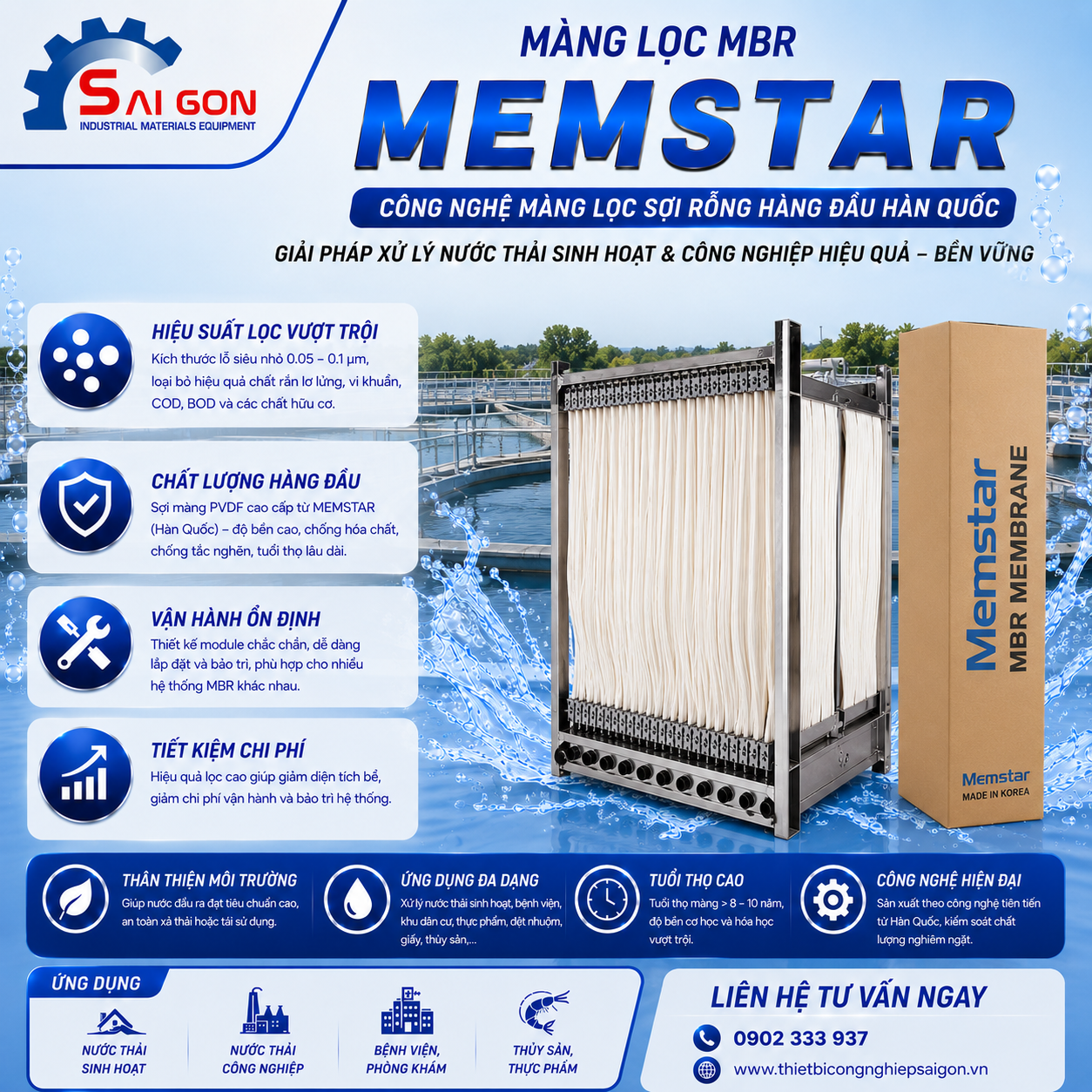 Công nghệ màng lọc sinh học MBR Memstar