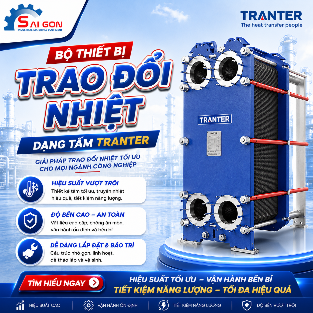 bộ thiết bị trao đổi nhiệt dạng tấm tranter thiết bị công nghiệp sài gòn 01