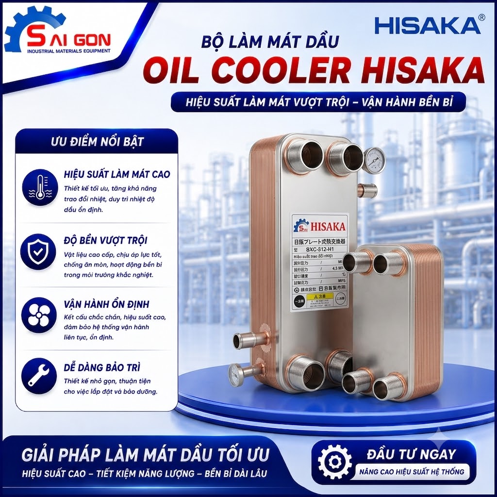 bộ giải nhiệt dầu oil cooler hisaka nhật bản