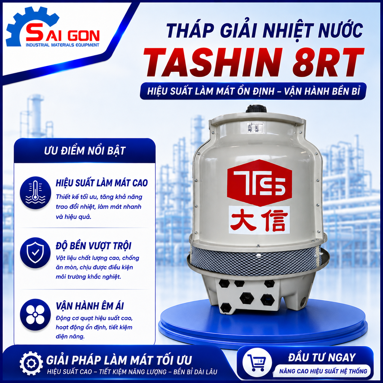 Tháp giải nhiệt nước tashin 8RT chính hãng, giá rẻ nhất sài gòn 01