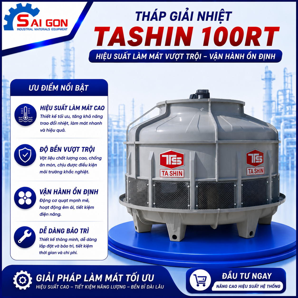 Tháp giải nhiệt tashin 1000RT thiết bị công nghiệp SG01