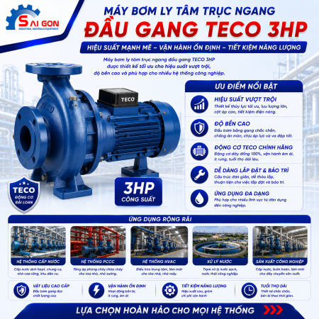 Máy bơm ly tâm đầu gang Teco 3HP