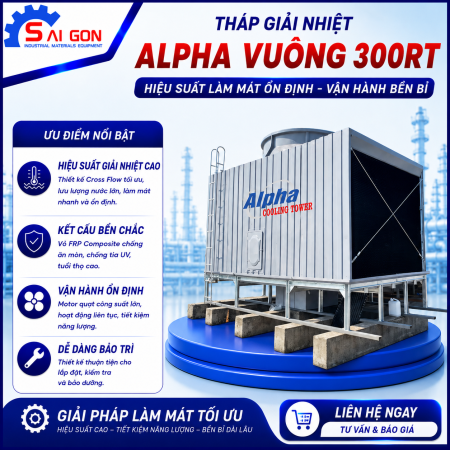 tháp giải nhiệt alpha vuông 300Rt thiết bị công nghiệp sài gòn