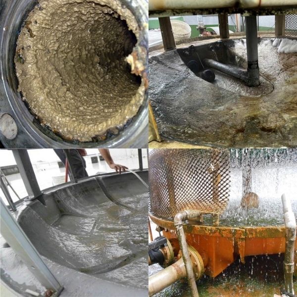 tấm tản nhiệt bị đóng rong rêu cặn bẩn rất thường gặp
