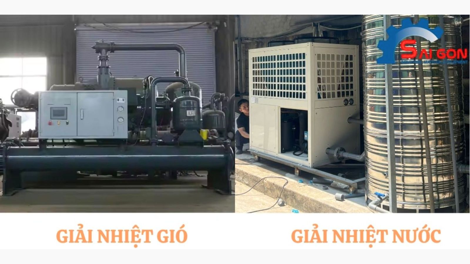 Chillẻ giải nhiệt nước v&agrave; Chiller giải nhiệt gi&oacute;