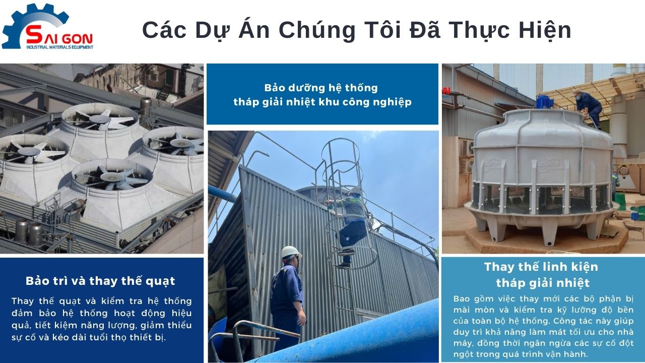 C&aacute;c dự &aacute;n bảo tr&igrave; bảo dưỡng th&aacute;p giải nhiệt ch&uacute;ng t&ocirc;i đ&atilde; thực hiện