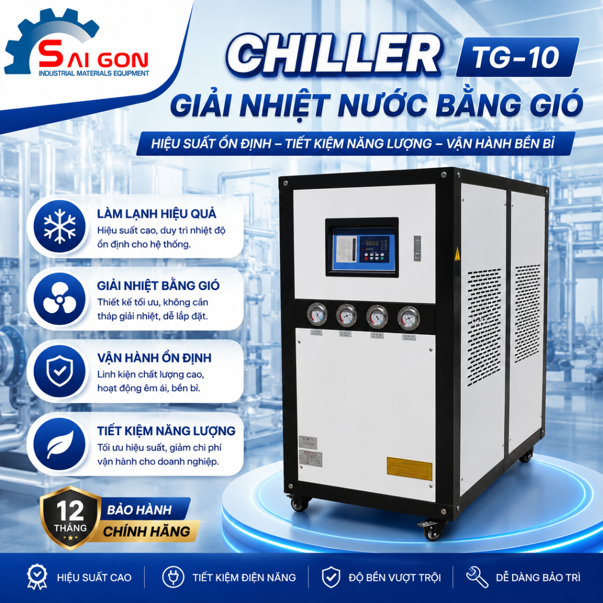 chiller giải nhiệt nước bằng gió tg 10aw