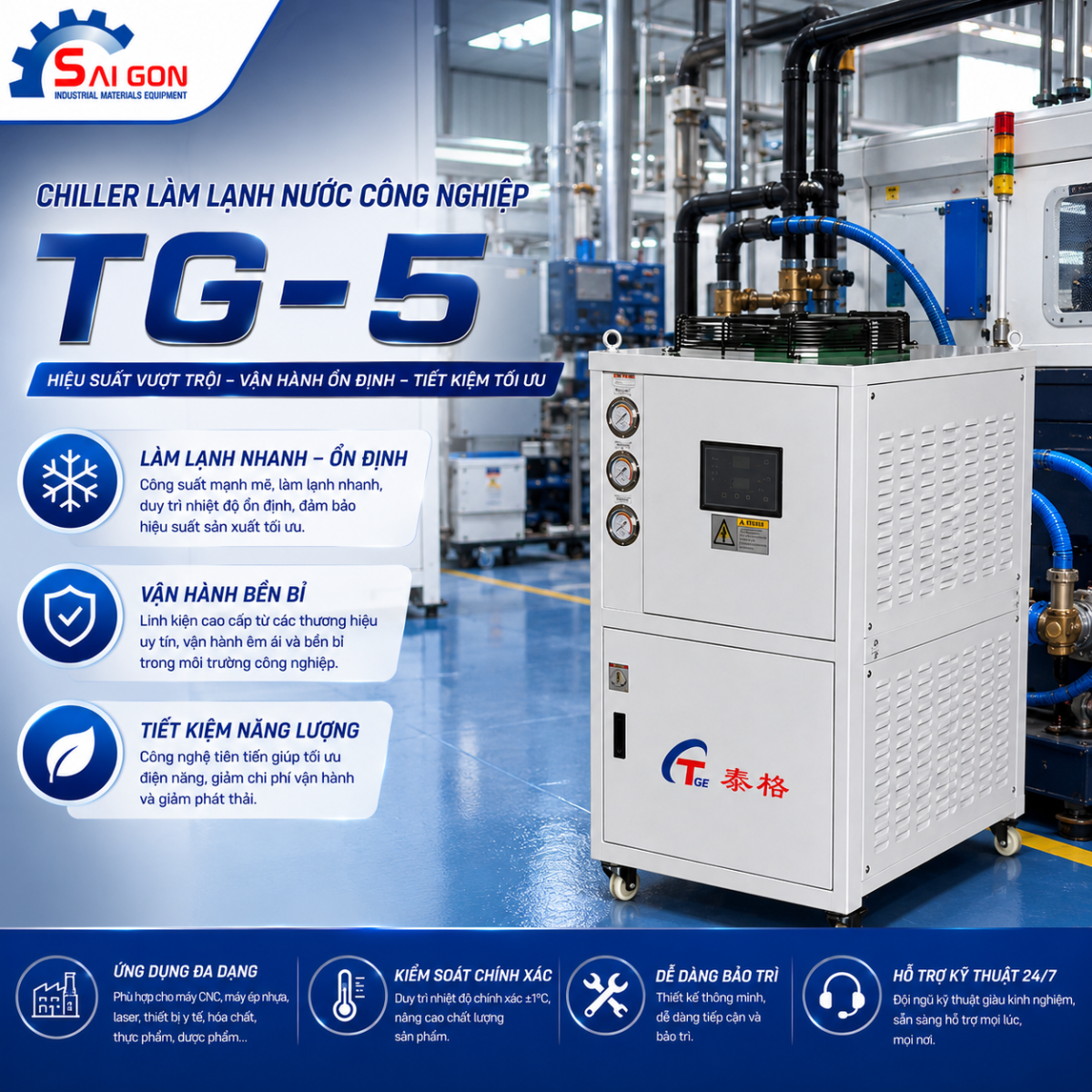 ảnh thực tế chiller giải nhiệt nước tg5aw