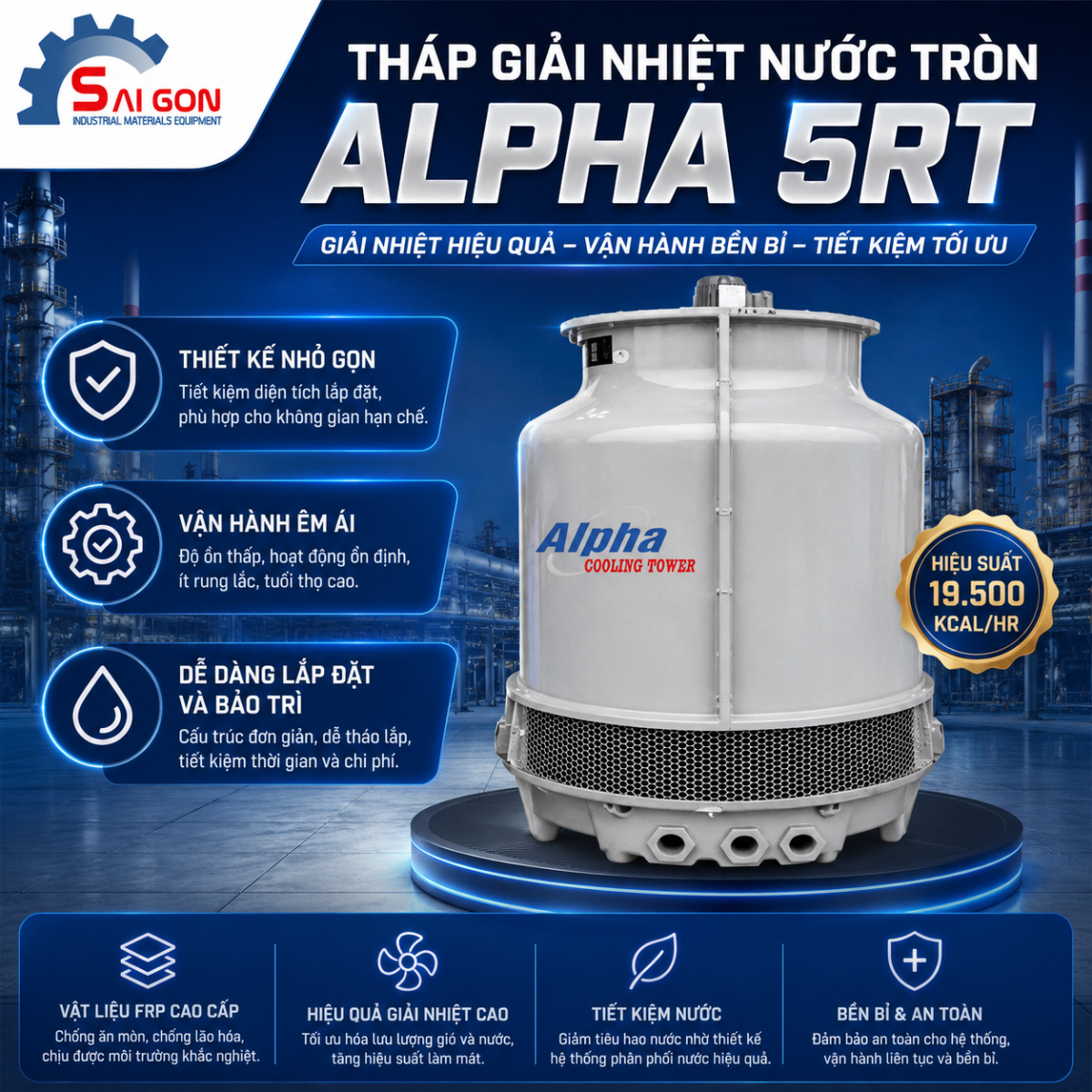 th&aacute;p giải nhiệt nước tr&ograve;n 5rt