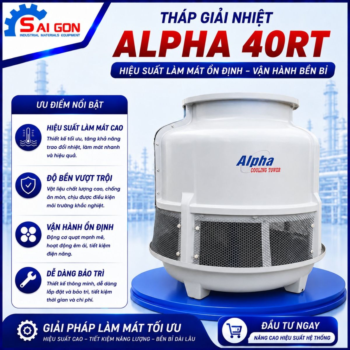 tháp giải nhiệt dạng tròn alpha 40rt