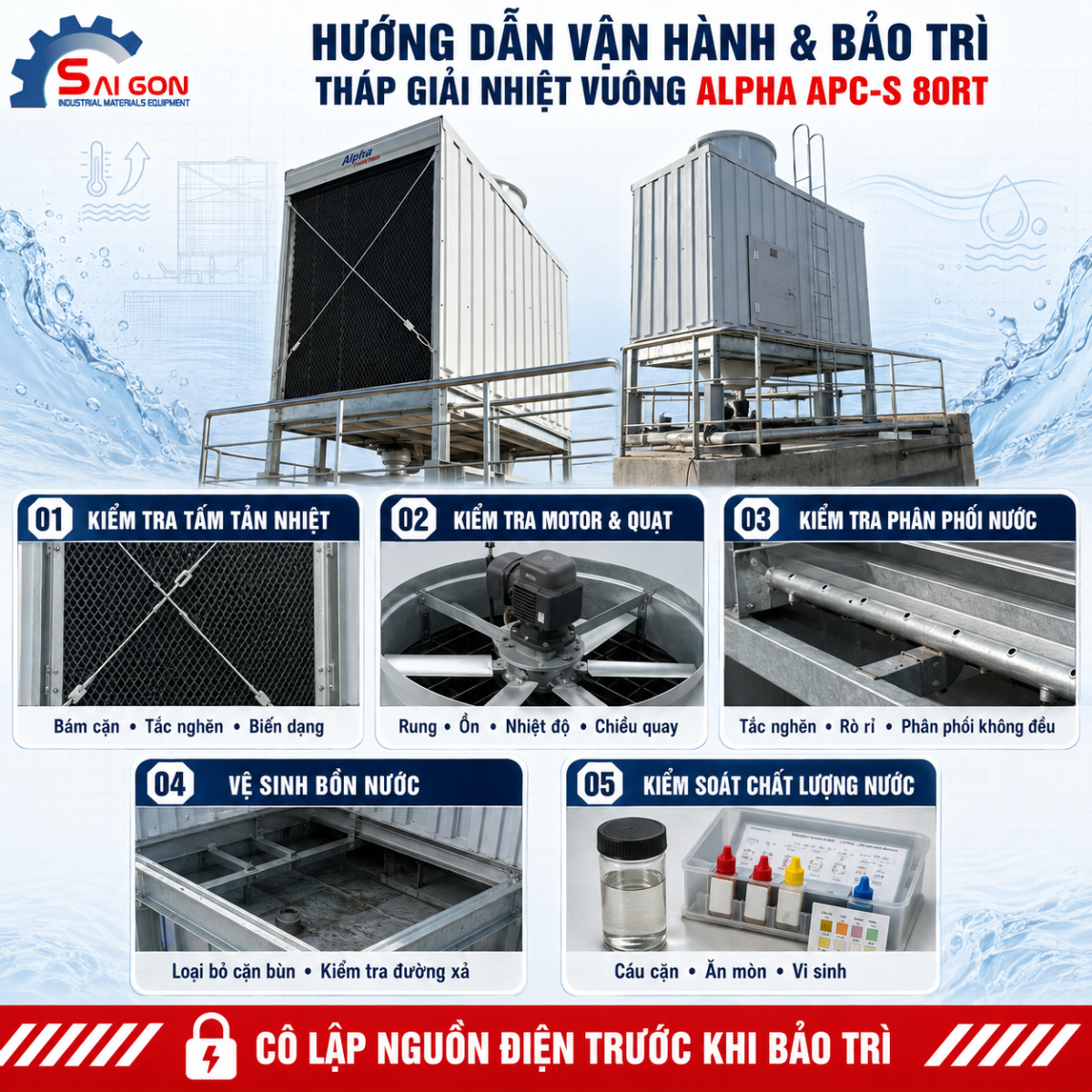 bảo trì tháp giải nhiệt vuông alpha apcs 80rt