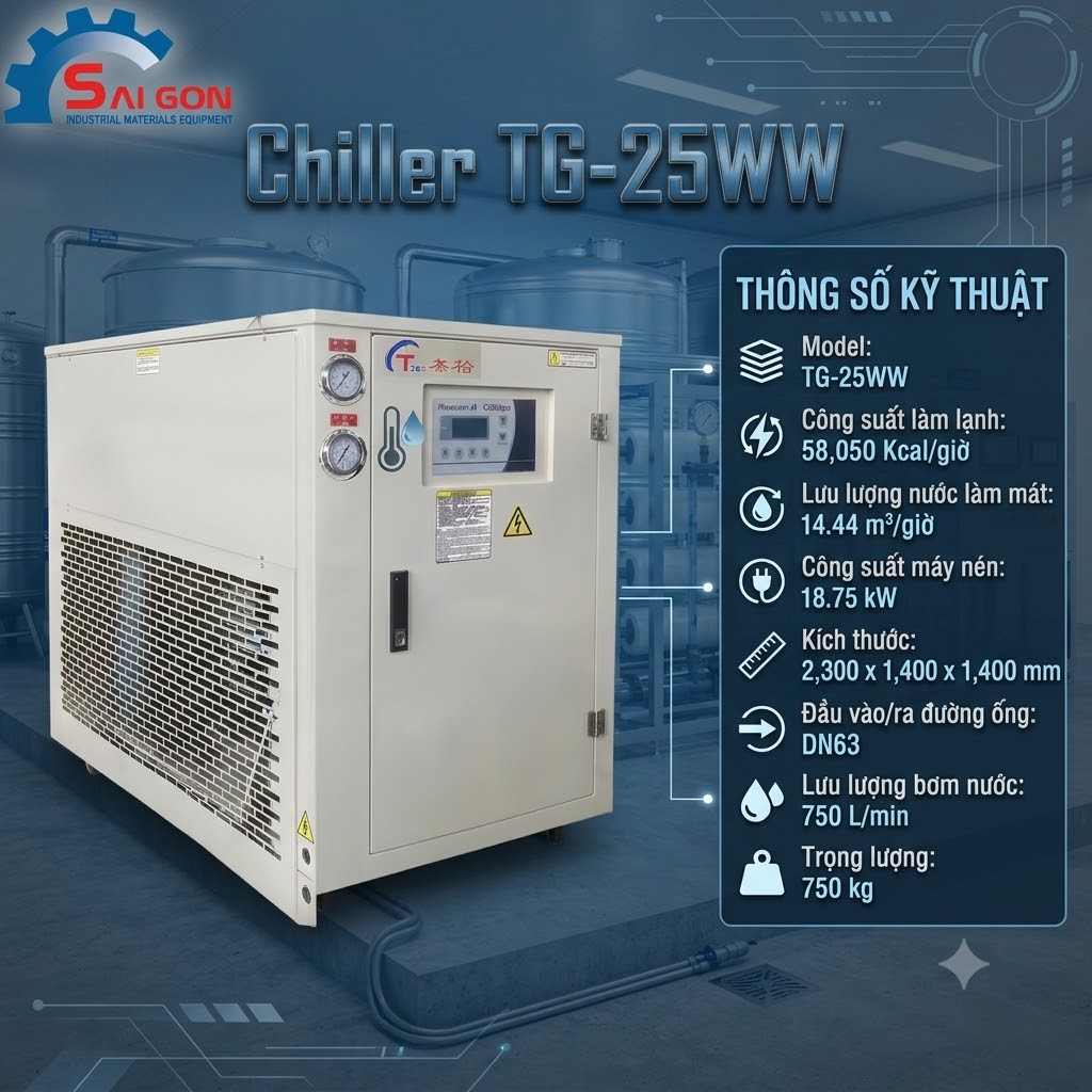 th&ocirc;ng số kỹ thuật của chiller 25ww tg