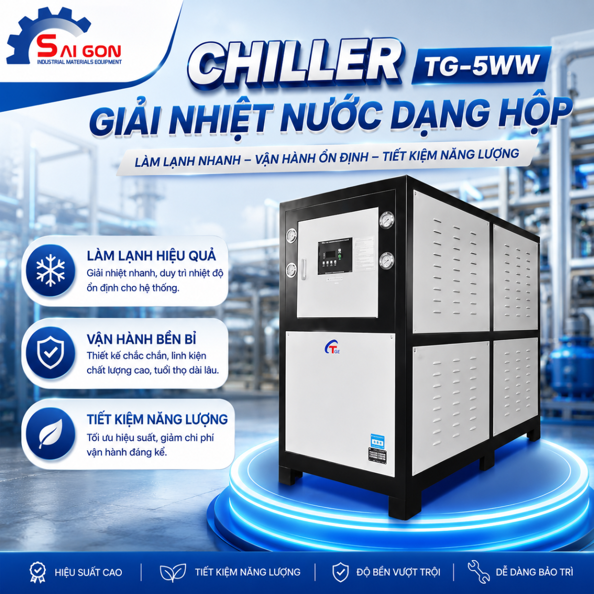 chiller giải nhiệt- nước công nghiệp tg 5ww
